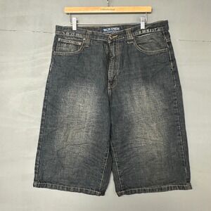 Brooklyn Xpress Mens Dark Wash Denim Shorts Baggy Jorts Size 36 RN112091
